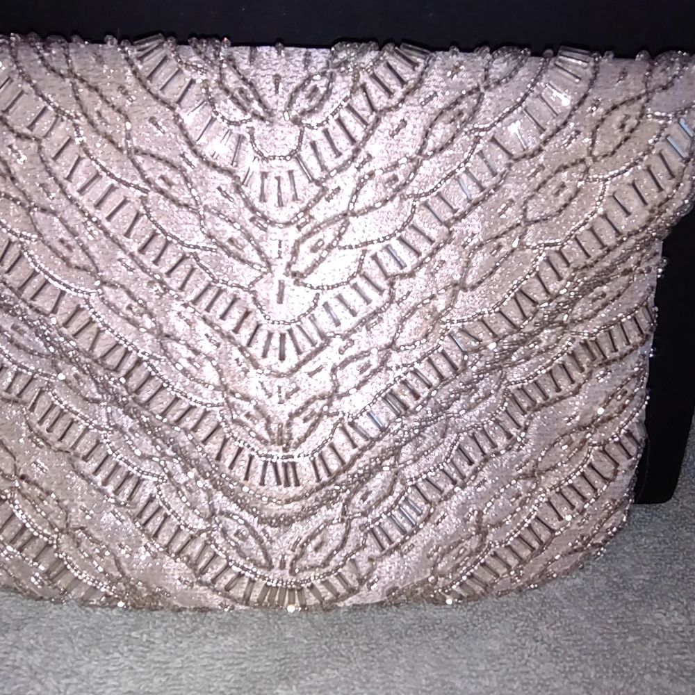 Beautiful Beaded Cream Clutch